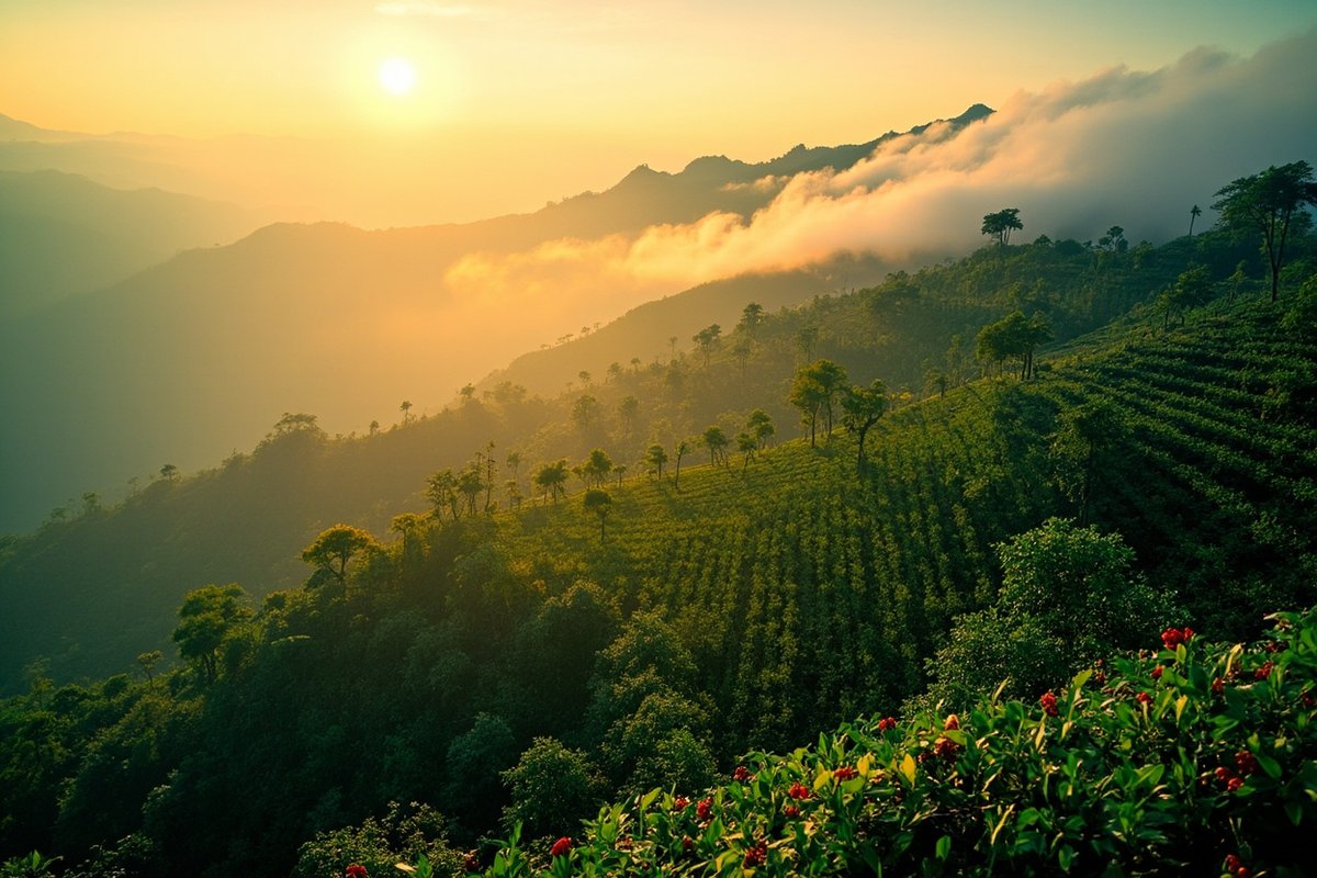 咖啡園山坡景觀